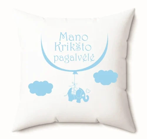Krikšto pagalvėlė su drambliuku žydru