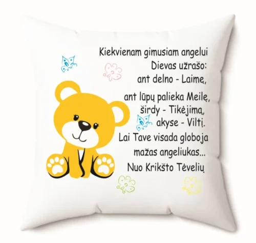 Krikšto pagalvėlė su meškučiu Nr.1