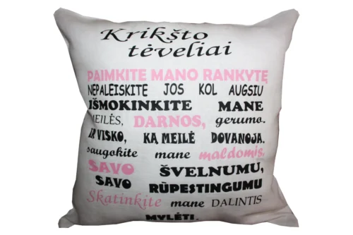 Pagalvė Krikšto tėveliams rožinė
