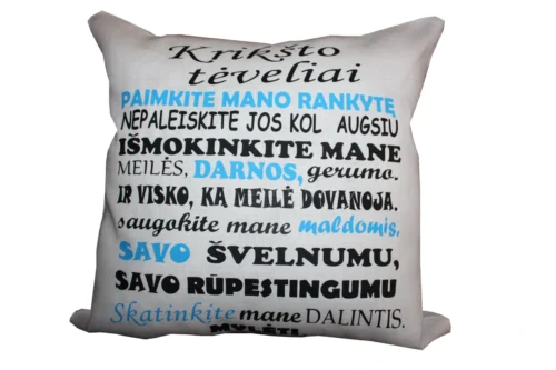 Pagalvė Krikšto tėveliams žydra