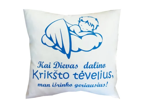 Pagalvė Krikšto tėveliams žydras angeliukas