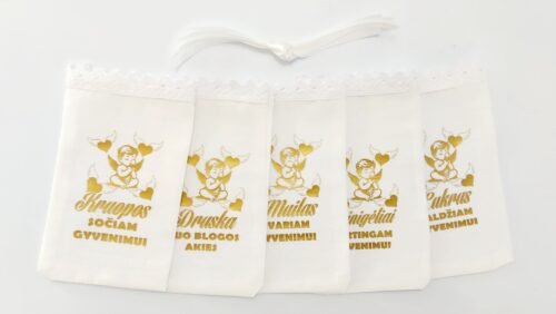 Krikšto maišeliai su auksiniu angeliuku nr.2