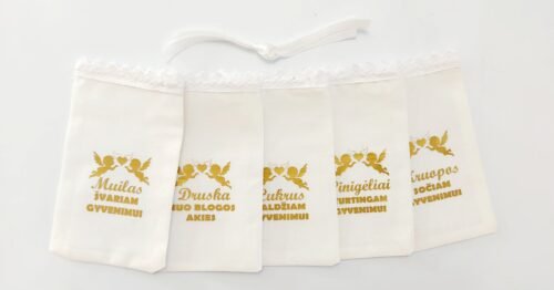 Krikšto maišeliai su auksiniu angeliuku nr.4