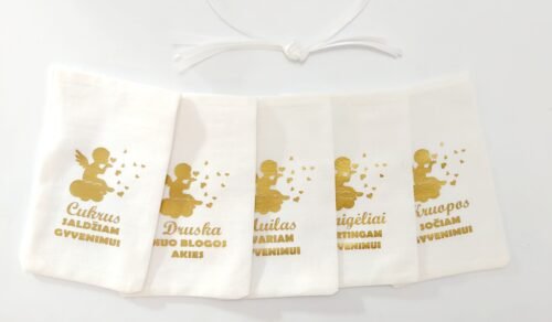 Krikšto maišeliai su auksiniu angeliuku nr.5
