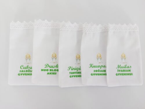 Krikšto maišeliai su auksiniu angeliuku nr.11